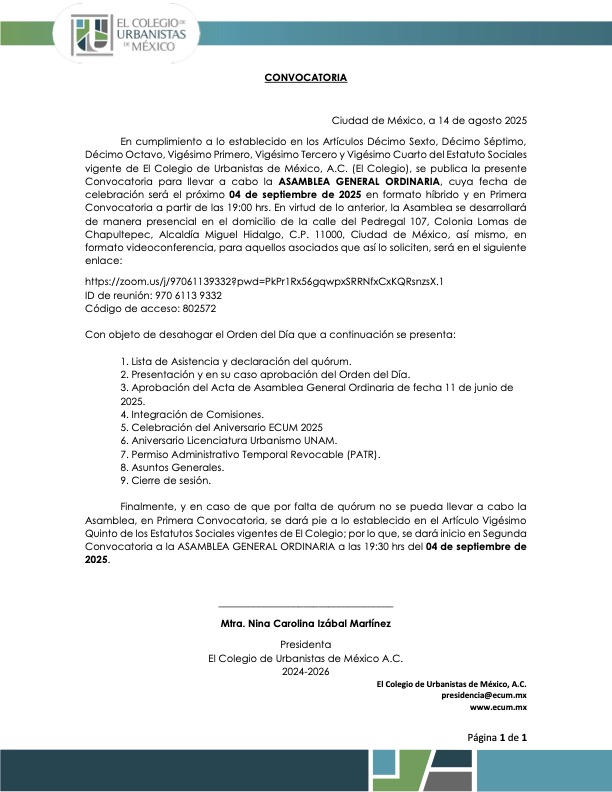 Imagen Convocatoria Asamblea Ecum